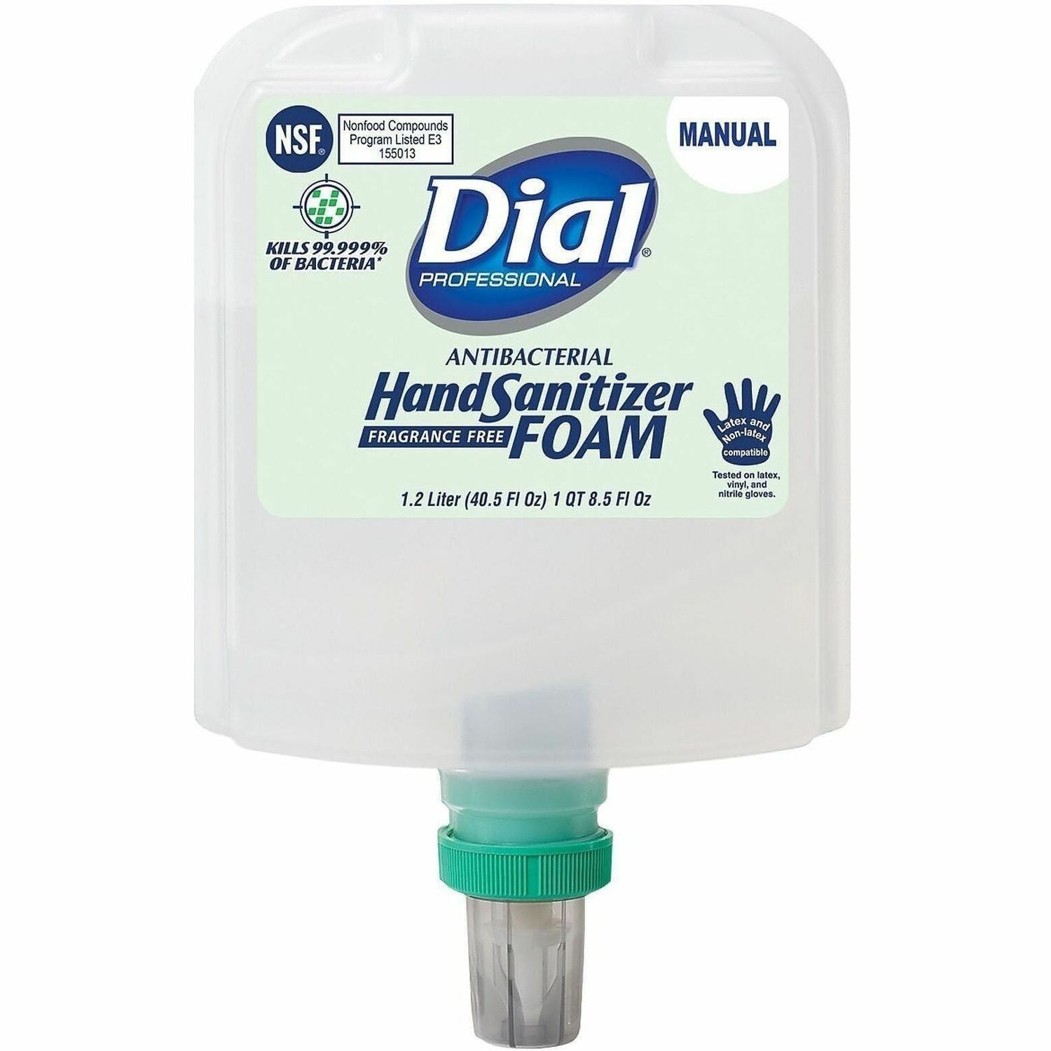 Dial Hand Sanitizer Foam Refill, 1.27 Quart, Bottle Dispenser, Fragrance-Free, Dye-Free, White, 1 Each