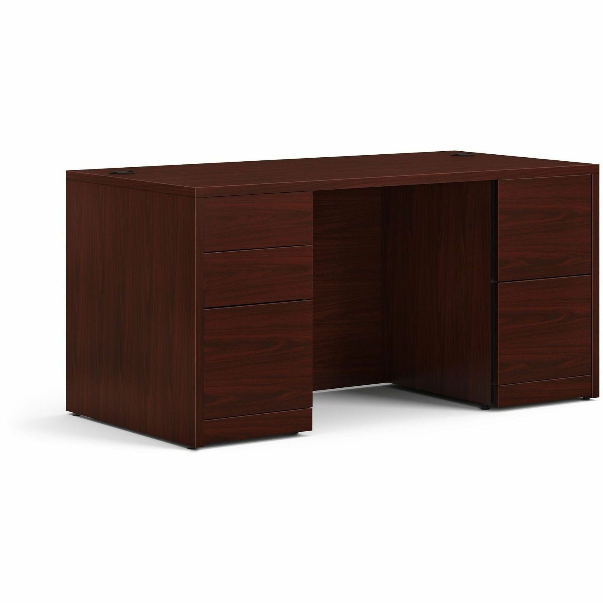 HON 10500 Series Mahogany Laminate Double Pedestal Desk, 29.5"H x 60"W x 30"D, 5 Drawers, 1 Each