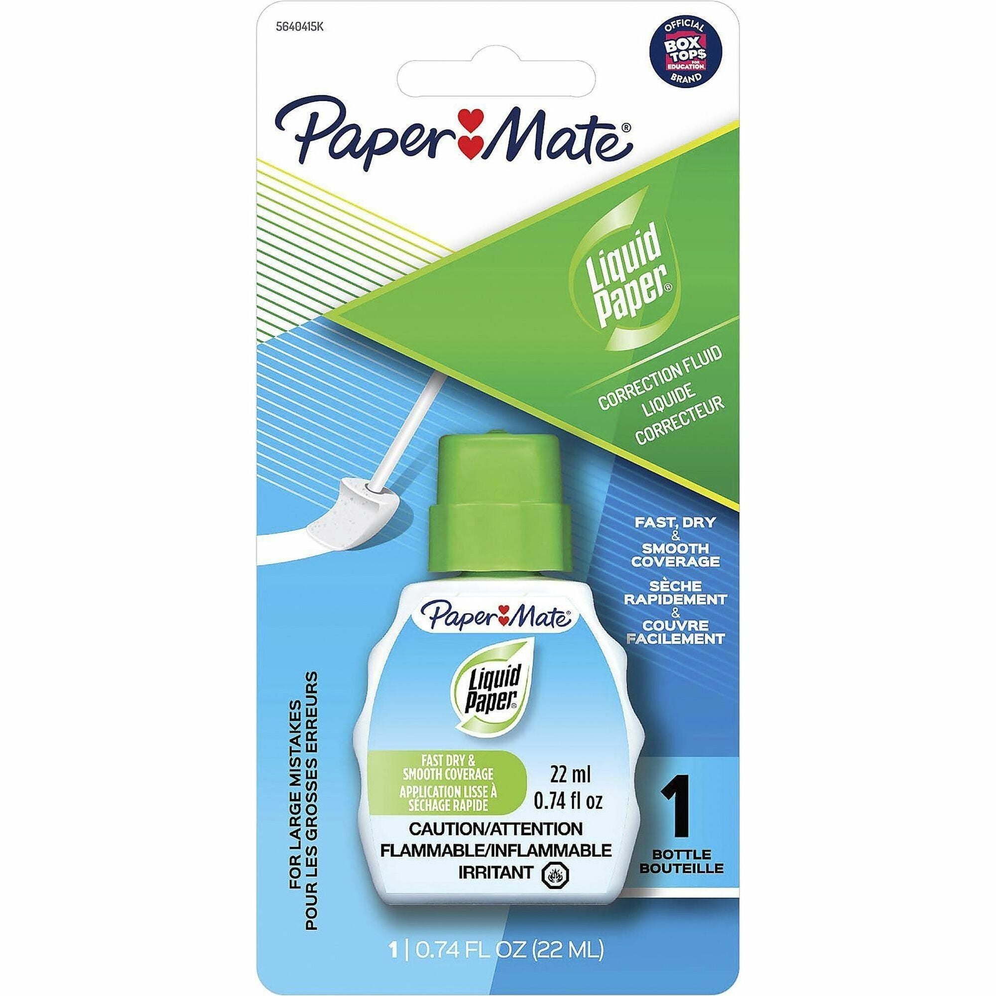 Paper Mate Liquid Paper Fast Dry Correction Fluid, Bright White, 22 mL, Fast-drying, Spill Resistant, 1 Pack
