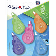 Paper Mate Dryline Mini Grip Correction Tape, 0.20" x 16.40 ft, White Tape, Assorted Dispenser, Break Resistant, Mess-free, 5 Pack
