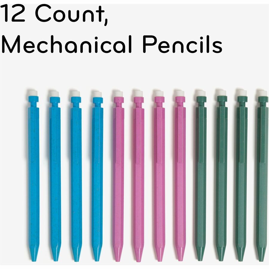 0.7 mm Green, Pink, Blue, Gray Lead - HB/#2 - Refillable - Green, Pink, Blue Barrel - 12 / Pack