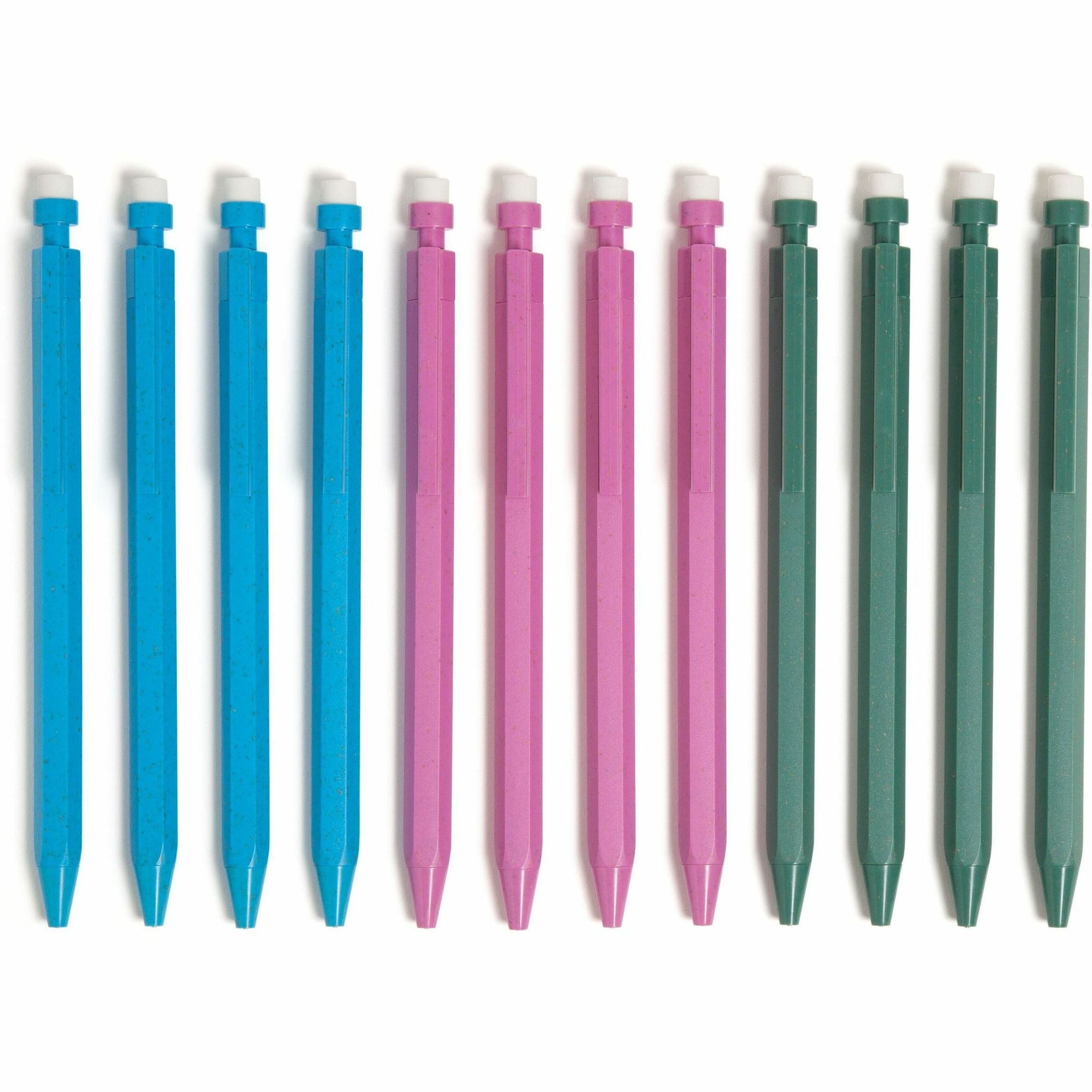 0.7 mm Green, Pink, Blue, Gray Lead - HB/#2 - Refillable - Green, Pink, Blue Barrel - 12 / Pack