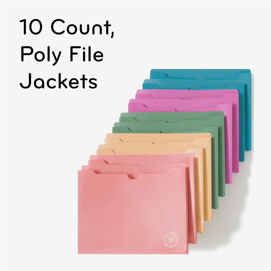 8 1/2" x 11" - 1" Expansion - 1 Pocket(s) - Poly - Assorted - 0% Recycled - 10 / Pack