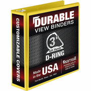 Samsill Durable Three-Ring View Binder, 3" D-Ring, 625 Sheet Capacity, 2 Internal Pockets, Polypropylene/Chipboard, Yellow, Clear Overlay, PVC-Free, 1 Each