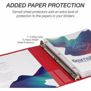 Samsill Durable Three-Ring View Binder, 1" D-Ring, 225 Sheet Capacity, 2 Internal Pockets, Polypropylene/Chipboard, Red, PVC-Free, Ink-Transfer Resistant, Clear Overlay, 1 Each
