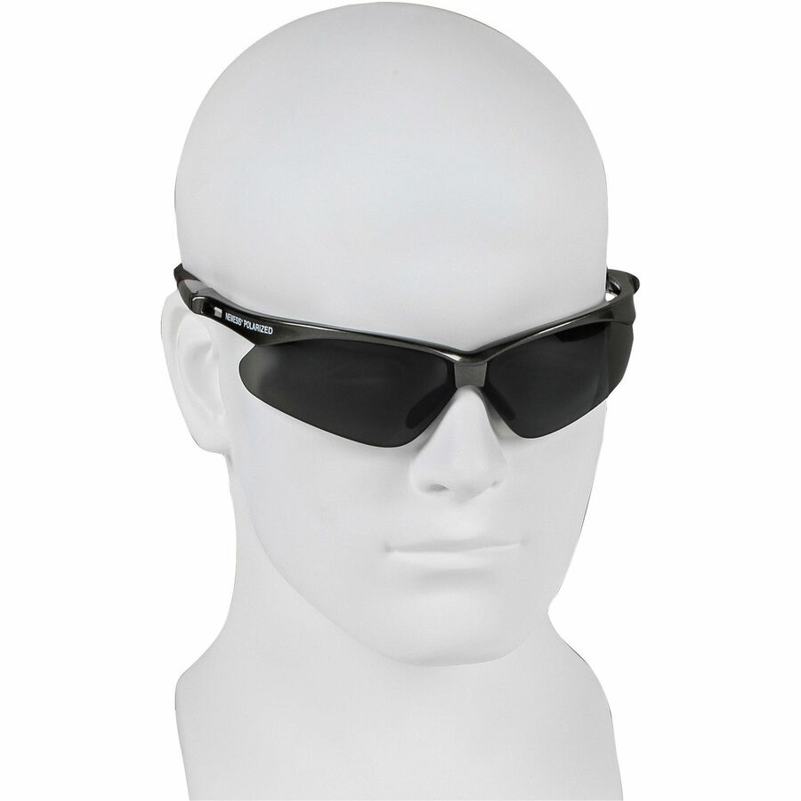 Kleenguard V30 Nemesis Safety Eyewear, Polarized Smoke Lens, Gunmetal Frame, Polycarbonate, Wraparound, Neck Cord, 12/Box