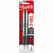 Sharpie S-Gel Pens, 0.7 mm, Black Ink, Gunmetal Barrel, 2 Pack