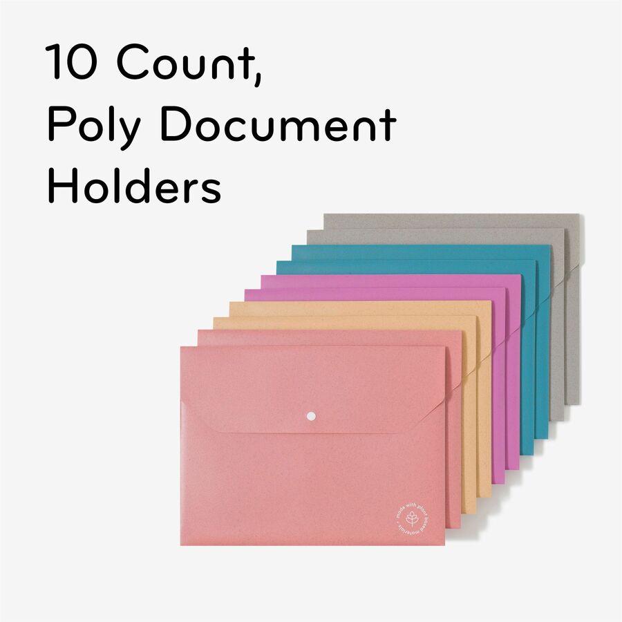 8 1/2" x 11" - 1 Pocket(s) - Poly - Assorted - 0% Recycled - 10 / Pack