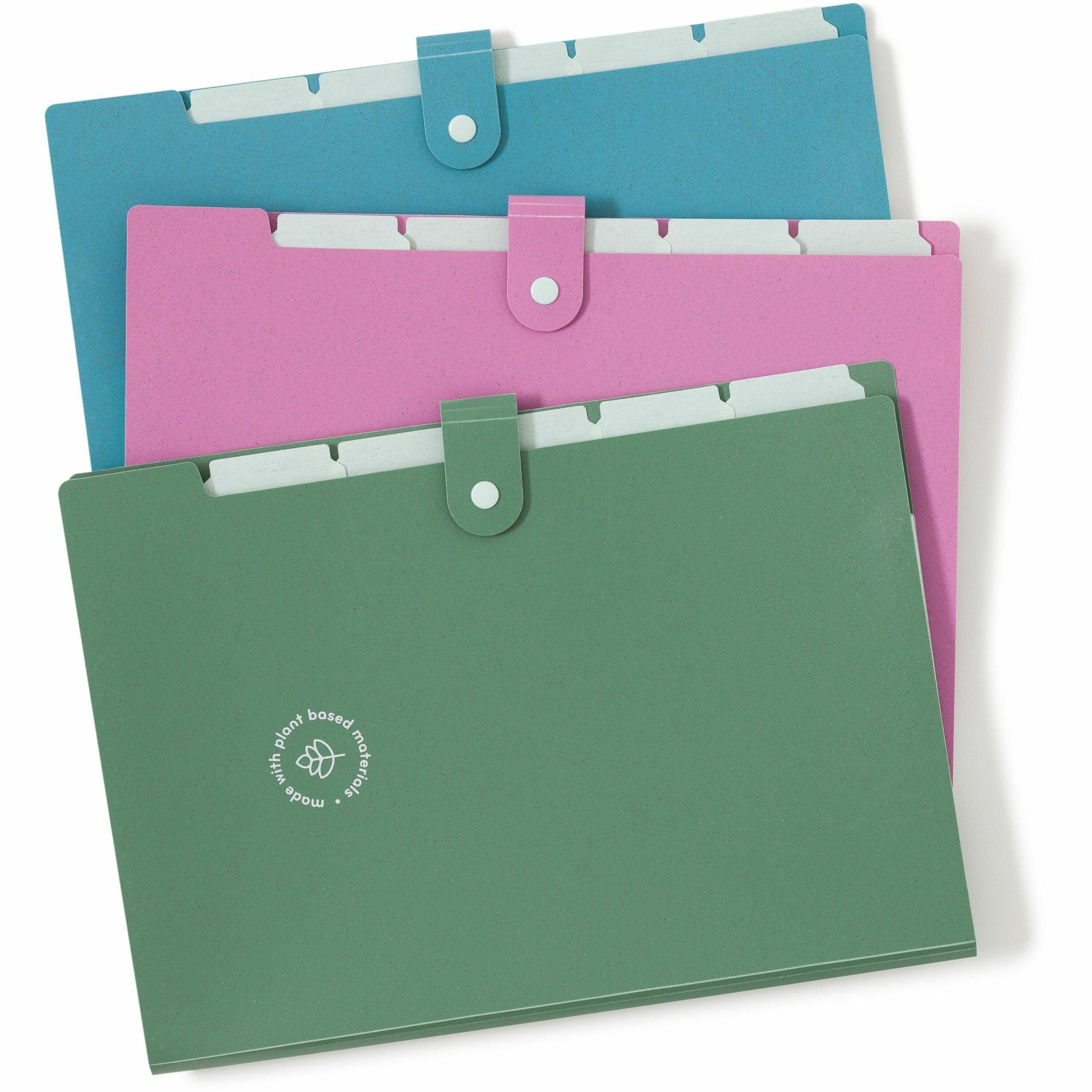 U Brands U-Eco Letter Expanding File, 8.5" x 11", 6 Pockets, Poly, Assorted Colors, 3 Pack