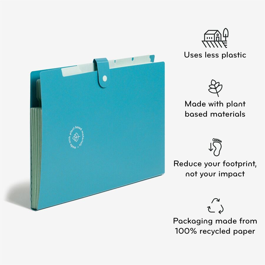 U Brands U-Eco Letter Expanding File, 8.5" x 11", 6 Pockets, Poly, Assorted Colors, 3 Pack