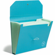 U Brands U-Eco Letter Expanding File, 8.5" x 11", 13 Pockets, Poly, Blue, 1 Each
