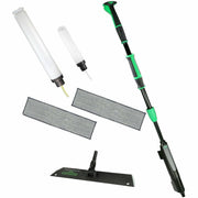 Unger Excella Floor Cleaning Straight Kit, Includes 1 Straight Pole with Actuator, 1 Mop Pad Holder (18"), 2 Cleaning Mop Pads (20"), 1 Large Bottle (1L), 1 Small Bottle (0.5L), Microfiber, Green/Black, 1 Carton