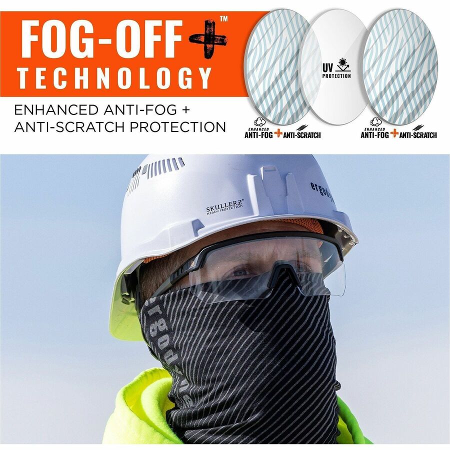 Ergodyne AEGIR Enhanced Anti-Fog Safety Glasses, Clear Lens, Matte Black Frame, Polycarbonate/Rubber, Strap Closure, Anti-scratch, Non-slip, Lightweight, Impact Resistant, 1 Each