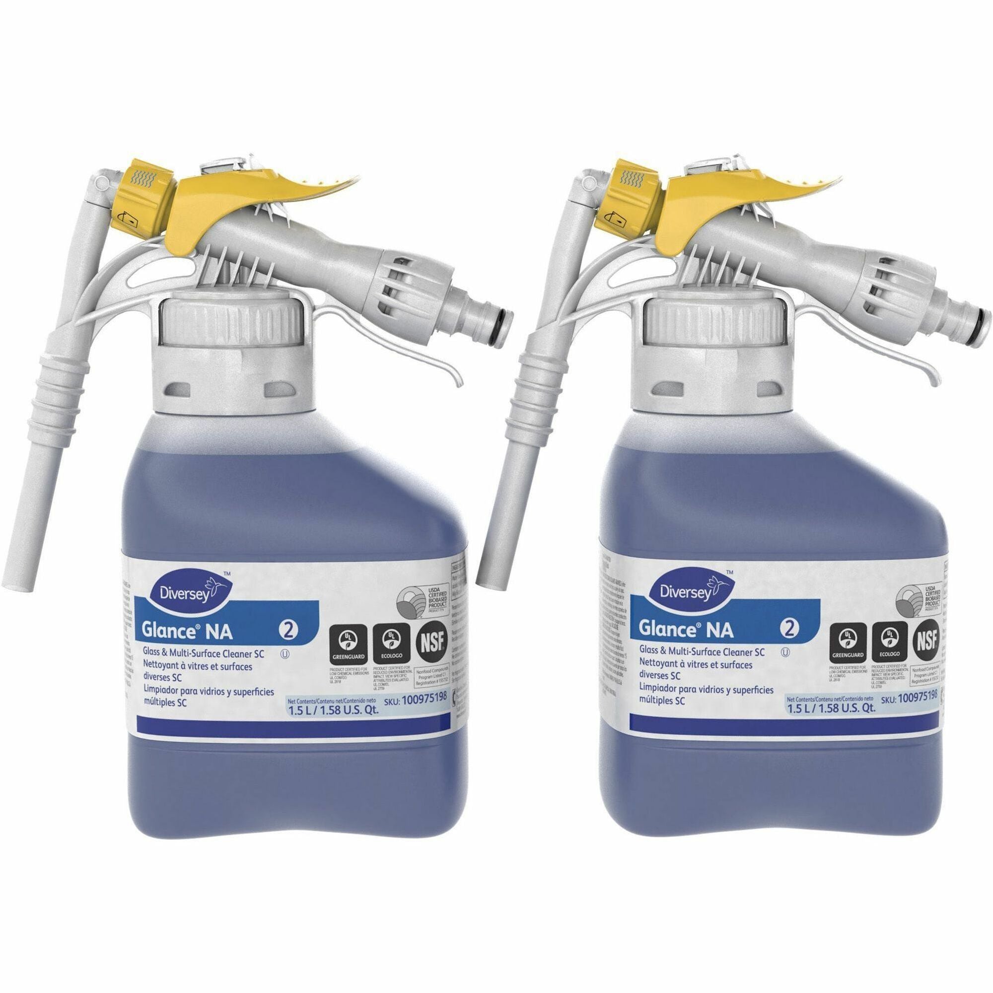 Concentrate - 50.7 fl oz (1.6 quart) - 7 pH - Streak-free, Non Ammoniated, Quick Drying, Non-smearing, Fragrance-free - Blue - 2 / Carton