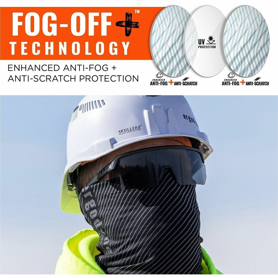 Ergodyne Skullerz AEGIR Enhanced Anti-Fog Safety Glasses, Matte Black Frame, Smoke Lens, Polycarbonate/Rubber, Strap Closure, Impact Resistant, Anti-Scratch, Lightweight, Adjustable, 1 Each