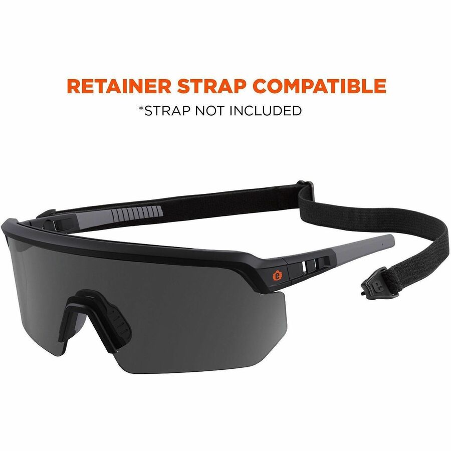 Ergodyne Skullerz AEGIR Enhanced Anti-Fog Safety Glasses, Matte Black Frame, Smoke Lens, Polycarbonate/Rubber, Strap Closure, Impact Resistant, Anti-Scratch, Lightweight, Adjustable, 1 Each