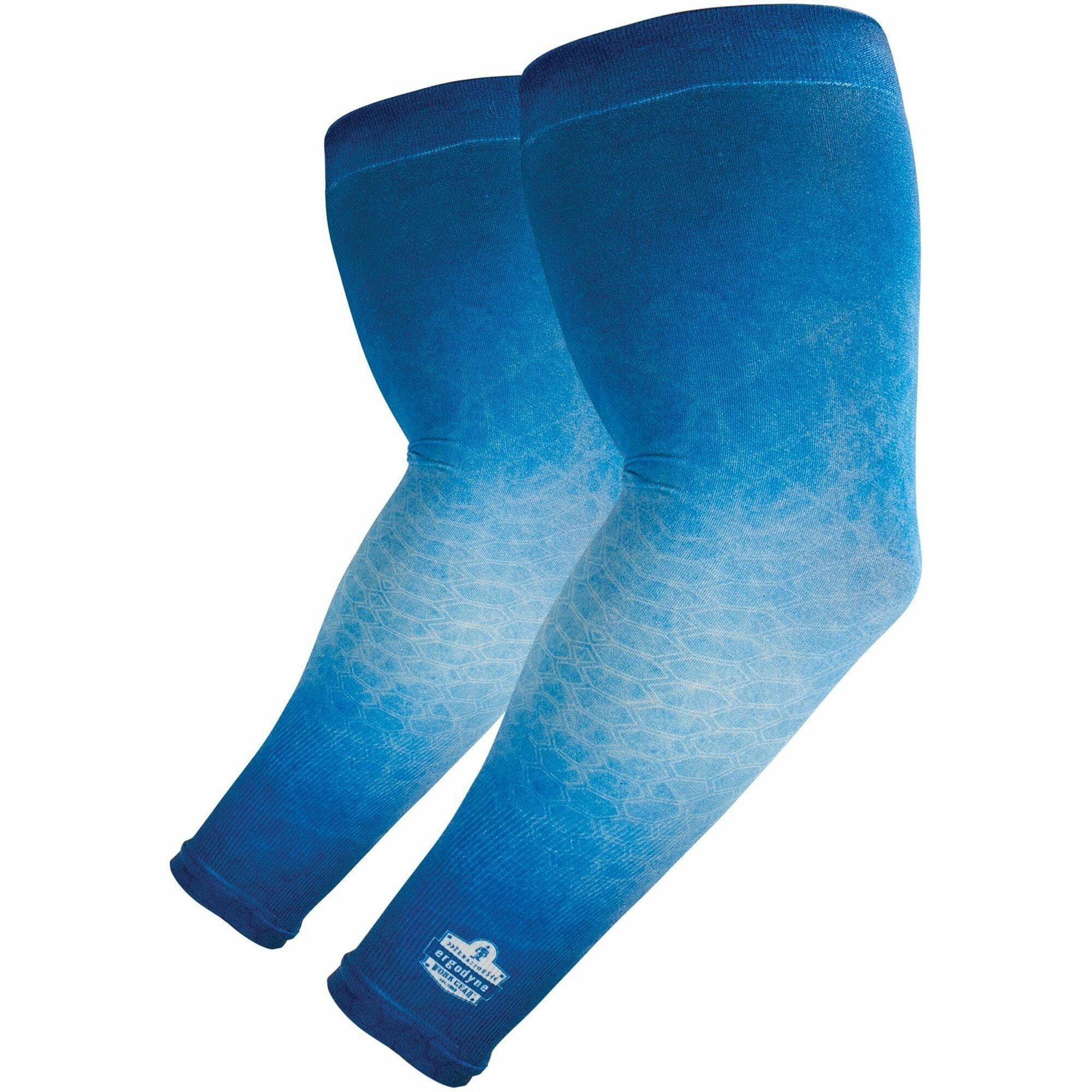 Ergodyne 6695 Sun Protection Arm Sleeves, Blue, UV Protection, Moisture Wicking, Stretchable, Machine Washable, 2 Pair Pack, Size M/L