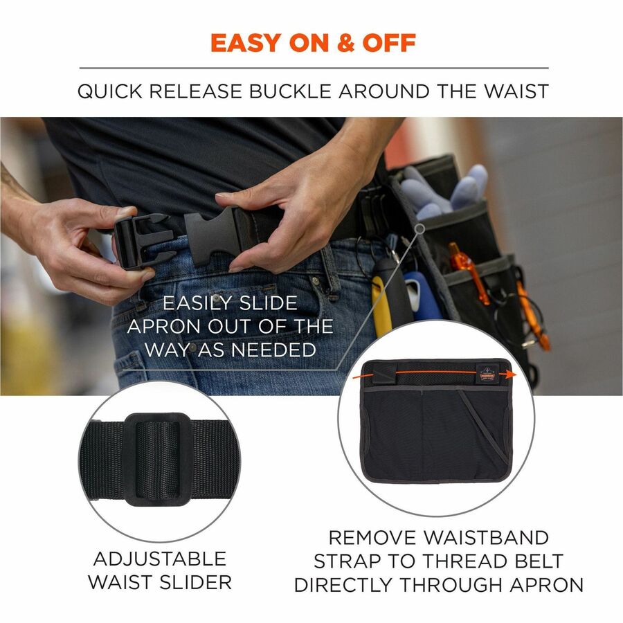 Water Resistant Exterior, Abrasion Resistant Exterior, Water Proof, Water Resistant, Abrasion Resistant - Mesh, Nylon, Polyester Body - Waistband, Belt Clip, Ring - 13.5" Height x 11" Width - 1 Each
