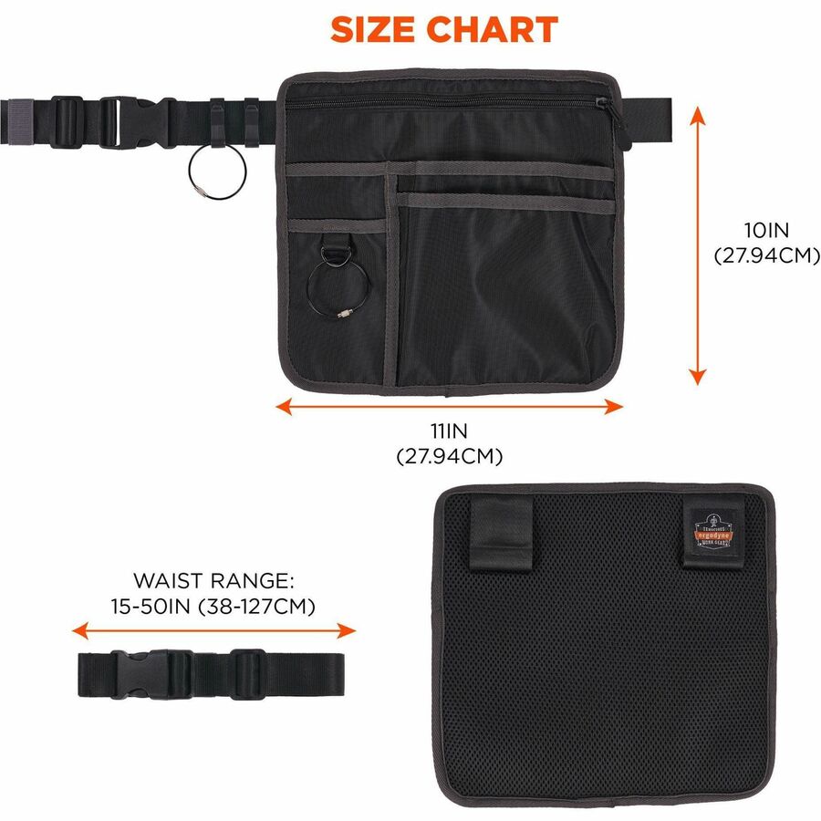 Water Resistant Exterior, Water Resistant, Abrasion Resistant Exterior, Abrasion Resistant, Water Proof - Mesh, Polyester, Nylon Body - Waistband, Belt Clip, Ring - 10" Height x 11" Width - 1 Each