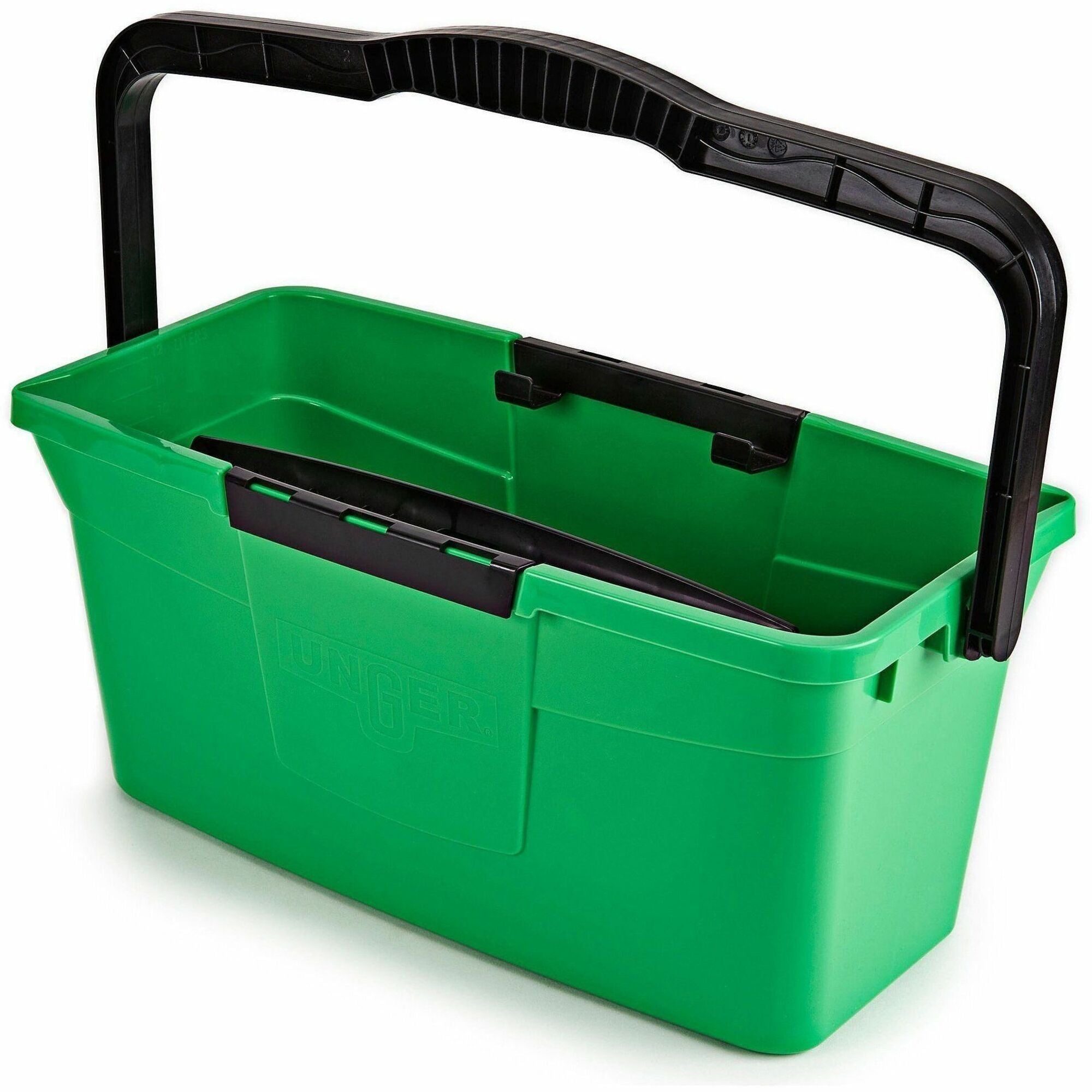 Unger 3 Gallon Pro Bucket, Compact Design, Ergonomic Grip, Durable, Comfortable Handle, Pour Spout, Green/Black, 1 Each