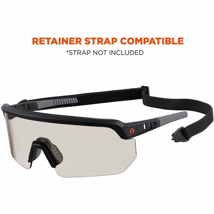 Ergodyne AEGIR Enhanced Anti-Fog Safety Glasses, Matte Black Frame, Polycarbonate & Rubber, Strap Closure, Anti-scratch, Non-slip, Lightweight, Impact Resistant, 1 Each