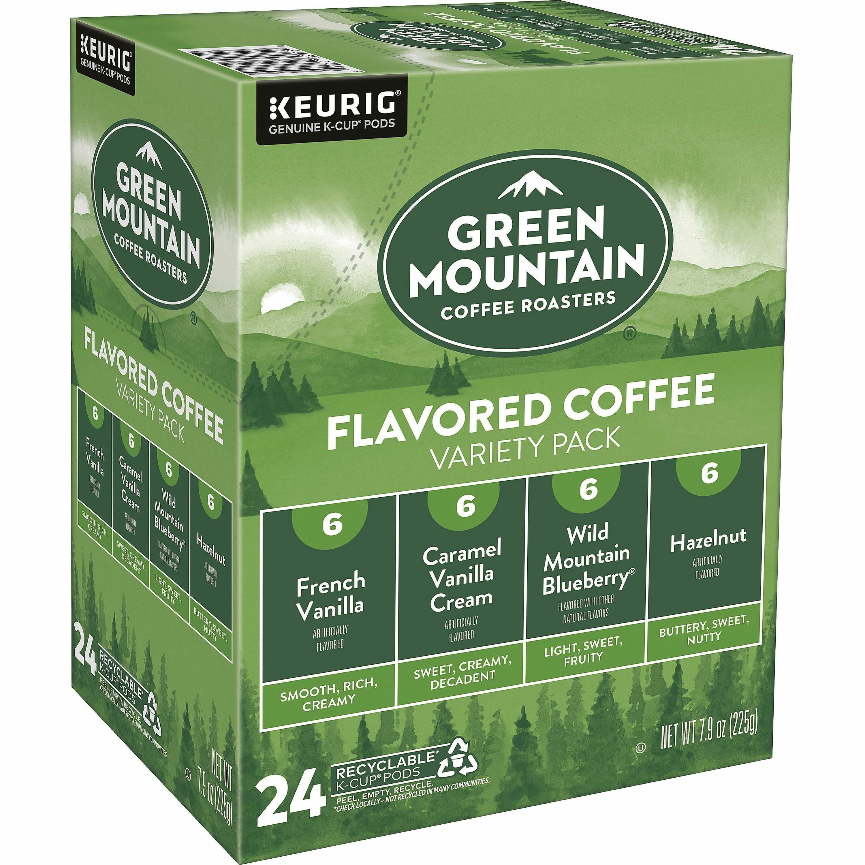Compatible with Keurig Brewer - Light - K-Cup - French Vanilla, Caramel Vanilla Cream, Wild Mountain Blueberry, Hazelnut - 24 / Box
