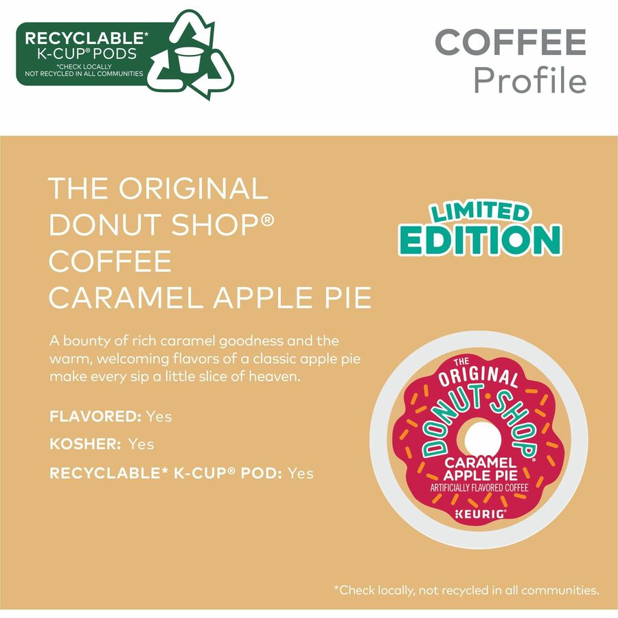 The Original Donut Shop Caramel Apple Pie Coffee, Light Roast, K-Cup, Kosher, 24/Box