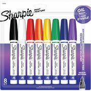 Sharpie Oil-Based Paint Markers, Medium Point, Assorted Colors, Metal Barrel, 8 Pack