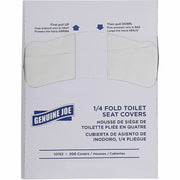 Genuine Joe Quarter-Fold Toilet Seat Covers, White, Paper, 200 per Pack, 25 Packs per Carton