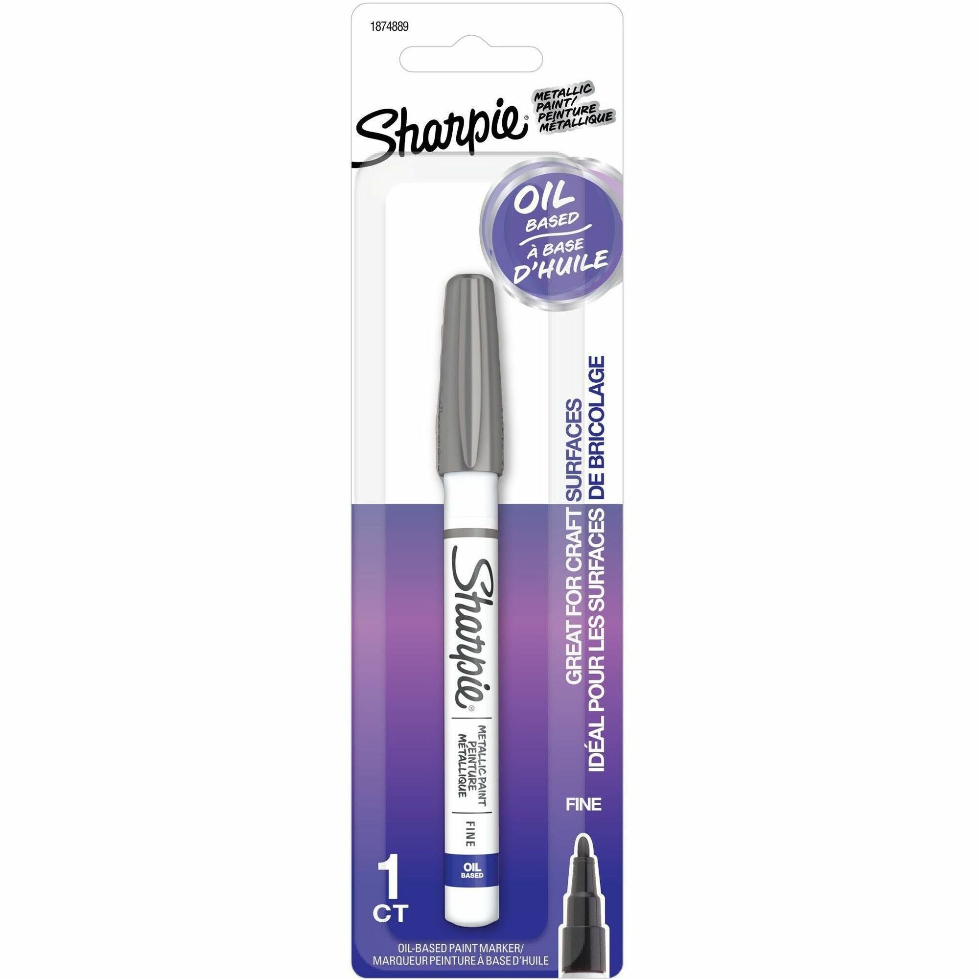 Sharpie Oil-Based Paint Marker, Fine Point, Silver Ink, Metal Barrel, 1 Pack