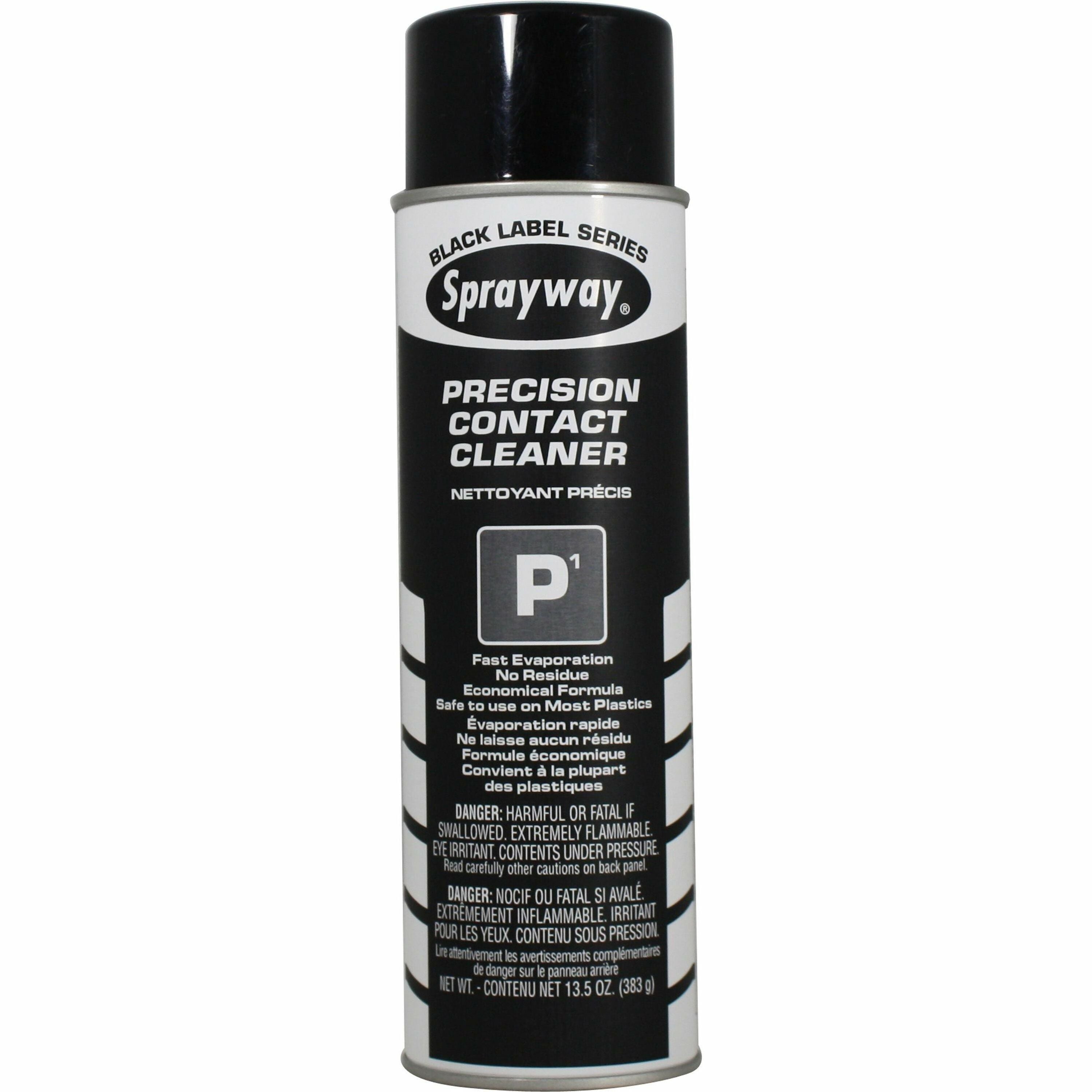 Sprayway P1 Precision Contact Cleaner, 13.50 fl oz, Non-corrosive, Non-staining, Quick Drying, Residue-free, Black, 1 Each