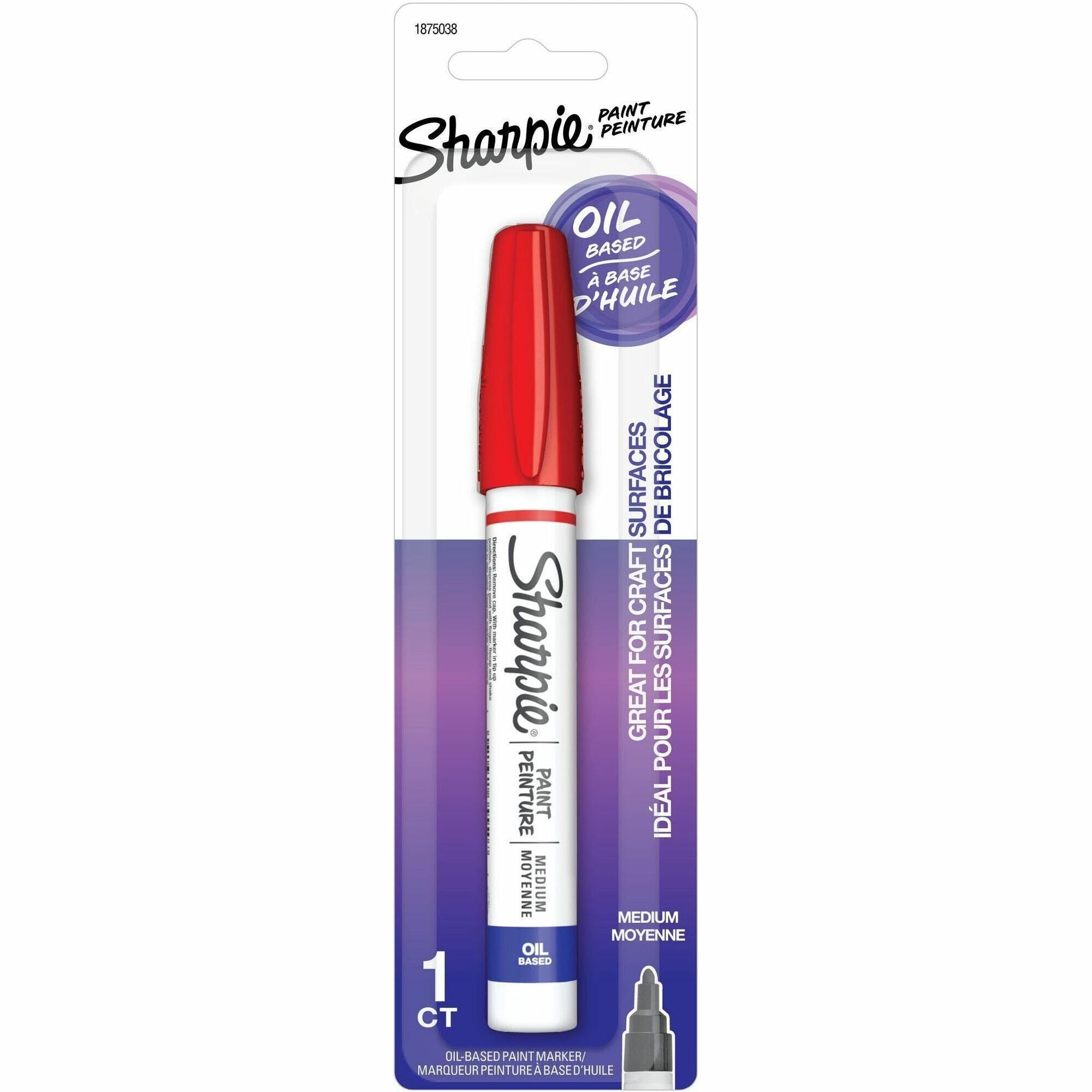 Sharpie Oil-Based Paint Marker, Medium Point, Red Ink, 1 Pack