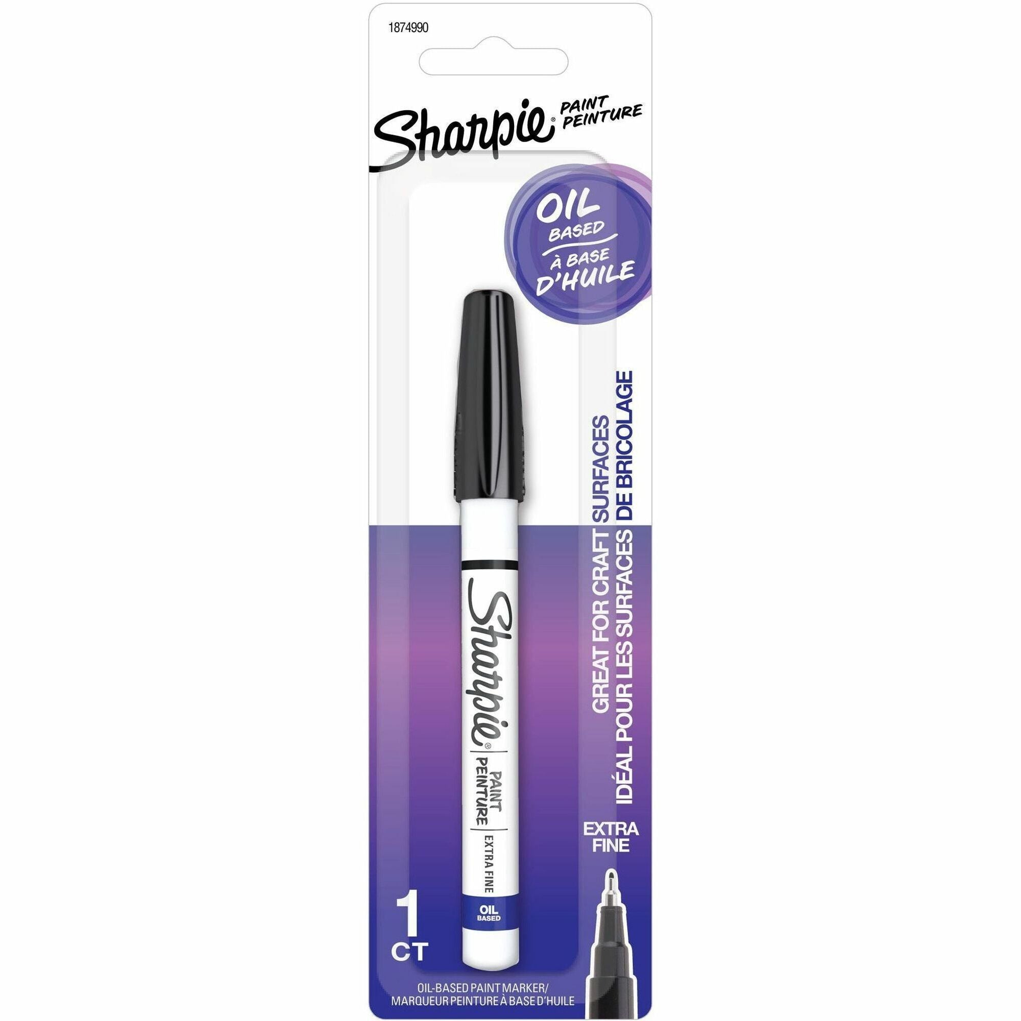 Sharpie Oil-Based Paint Marker, Extra Fine Point, Black Ink, Metal Barrel, 1 Pack