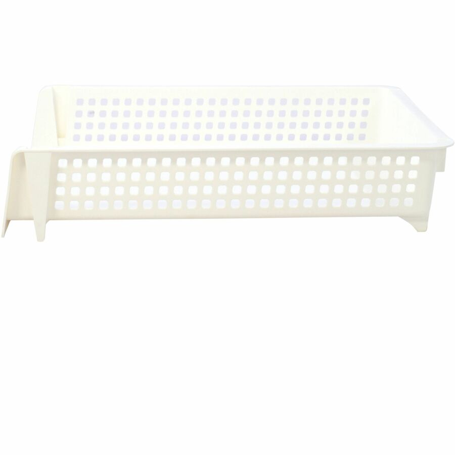 Business Source Stackable Letter Tray, Front Loading, Black, Plastic, 1 Each