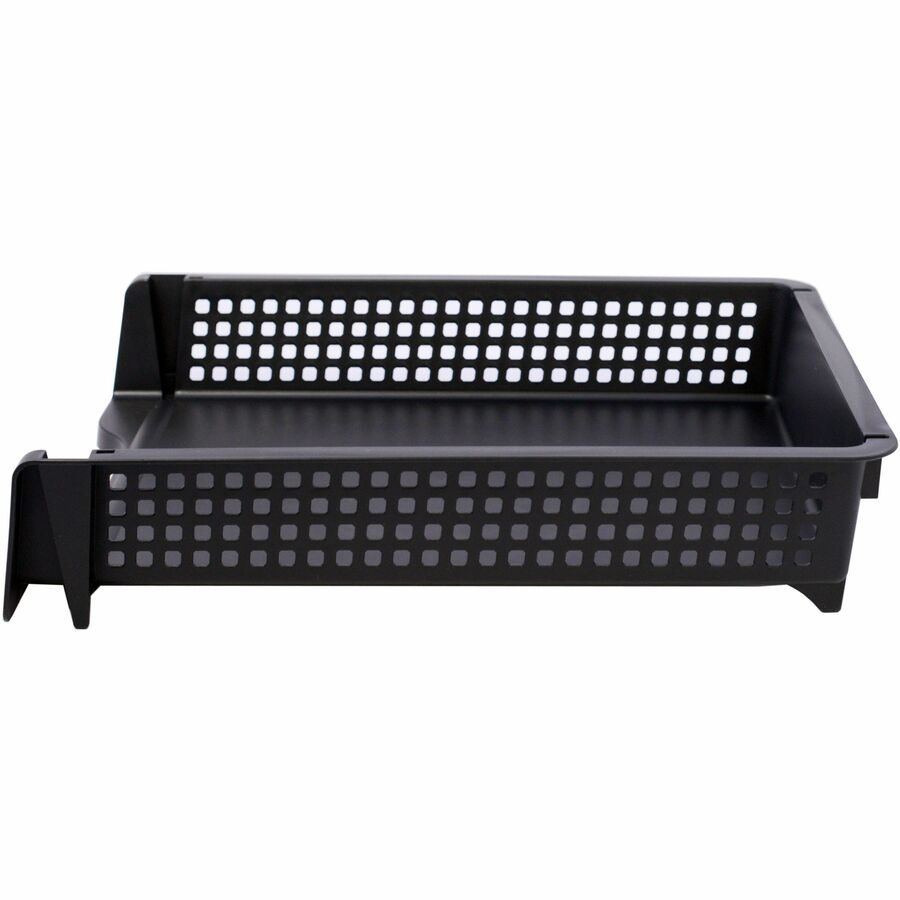 Business Source Stackable Letter Tray, Front Loading, Black, Plastic, 1 Each