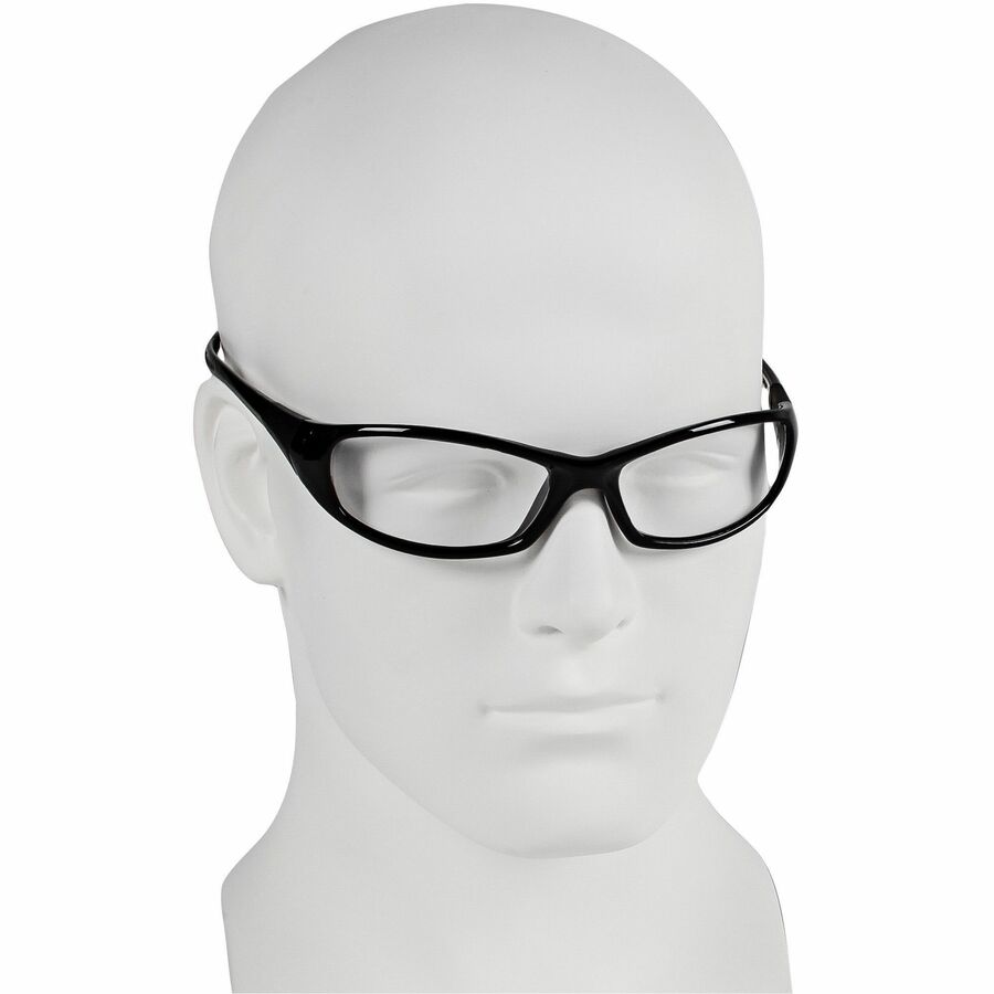 Kleenguard V40 Hellraiser Safety Eyewear, Clear Polycarbonate Lens, Black Frame, Scratch Resistant, Lightweight, Wraparound Design, Neck Cord Included, Universal Size, 12/Box, 12/Carton