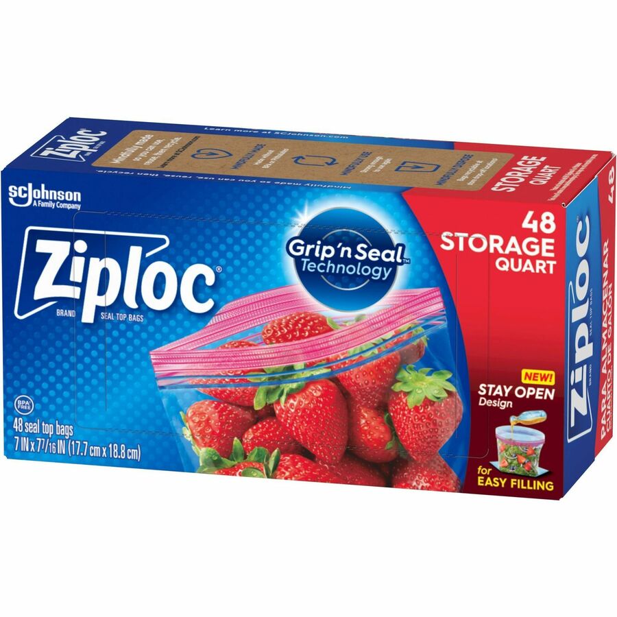 Ziploc Stand-Up Storage Bags, Blue, 48 Bags per Box, 9 Boxes per Carton