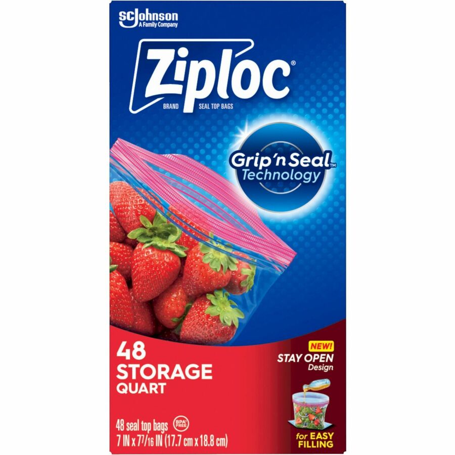 Ziploc Stand-Up Storage Bags, Blue, 48 Bags per Box, 9 Boxes per Carton