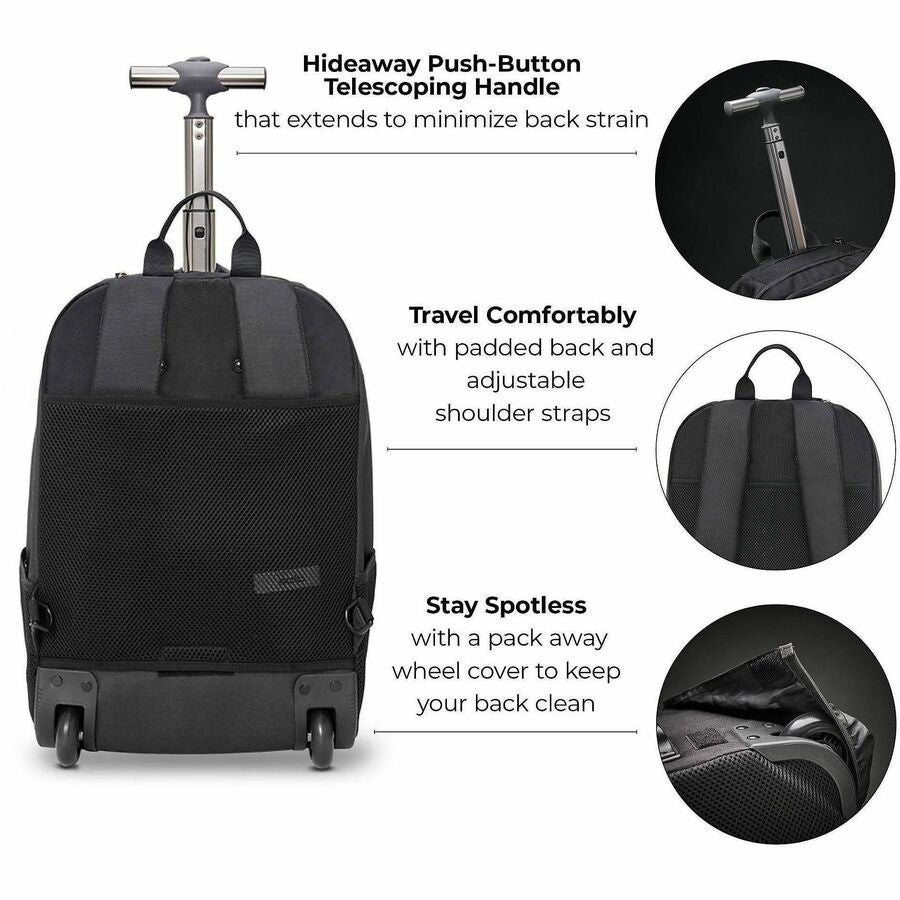Bacterial Resistant, Water Resistant - rPET Polyester Body - Shoulder Strap, Telescoping Handle - 19" Height x 12.5" Width x 8" Depth - 7.66 gal Volume Capacity - 1 Each