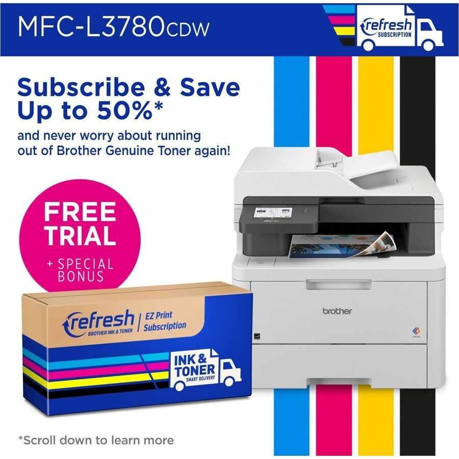 Copier/Fax/Printer/Scanner - 600 x 2400 dpi Print - Color Flatbed Scanner - 19200 dpi Optical Scan - Gigabit Ethernet - Wireless LAN - Apple AirPrint, Mopria - USB - For Plain Paper Print - 1 Each