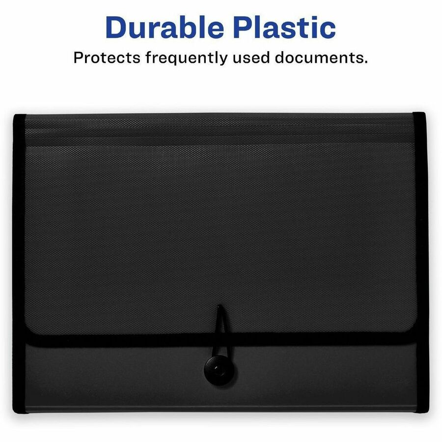 Avery Expanding File Folder, 7 Pockets, 425 Sheet Capacity, Letter/A4 Size, Polypropylene/Plastic/Fabric, Black, 1 Each