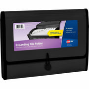 Avery Letter/A4 Expanding File Folder, 13 Pockets, 425 Sheet Capacity, Polypropylene/Plastic/Fabric, Black, 1 Each