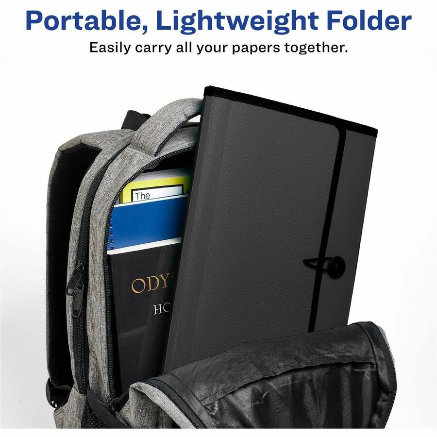 Avery Letter/A4 Expanding File Folder, 13 Pockets, 425 Sheet Capacity, Polypropylene/Plastic/Fabric, Black, 1 Each