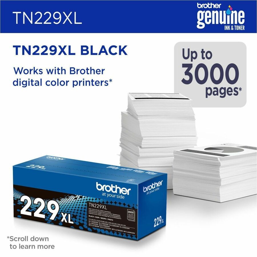 Brother Original High Yield Black Laser Toner Cartridge, 1 Each, 3000 Page Yield