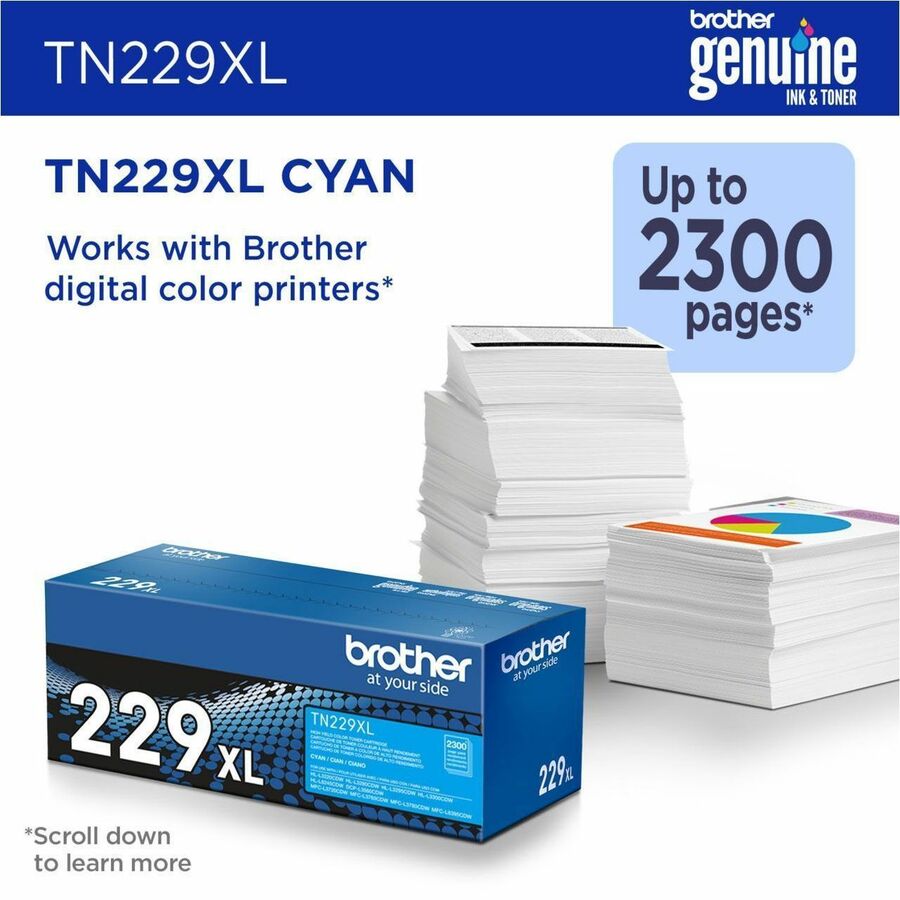 Brother Original High Yield Laser Toner Cartridge, Cyan, 2300 Pages, 1 Each