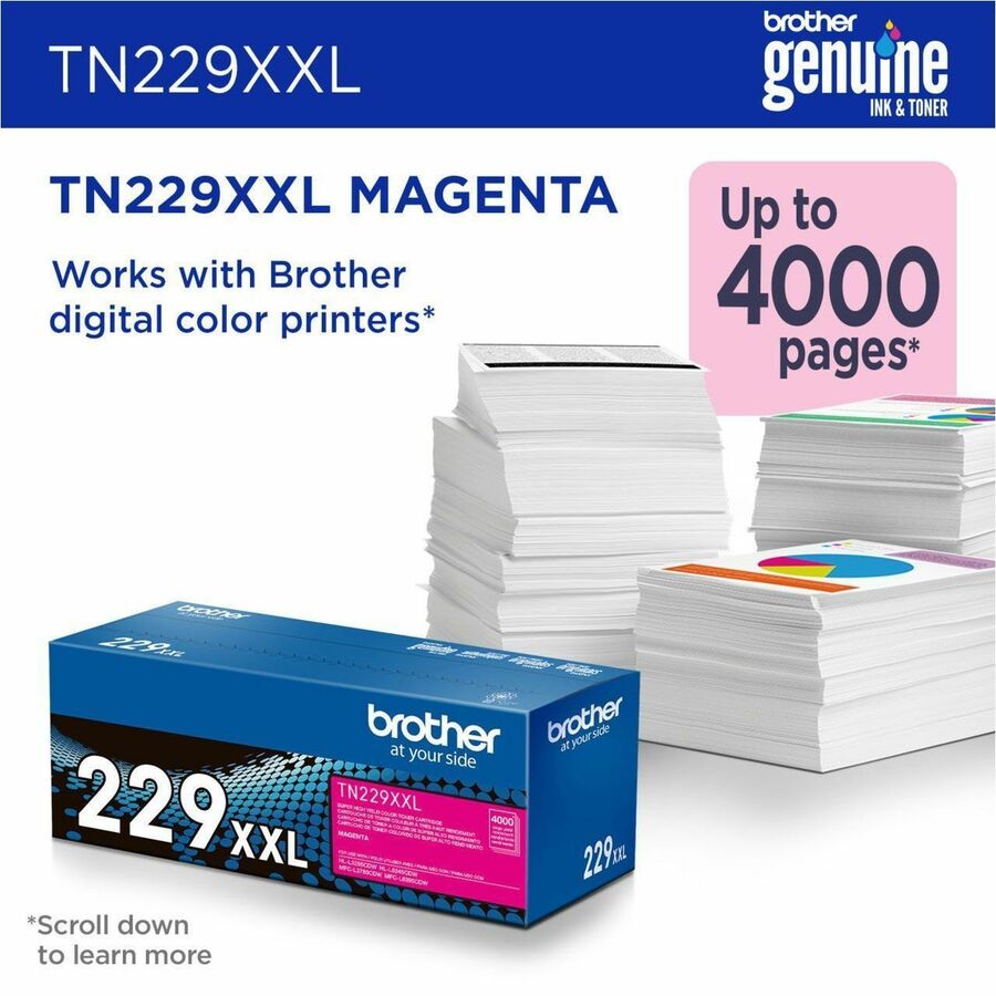 Brother Super High Yield Magenta Laser Toner Cartridge, 4000 Pages, 1 Each