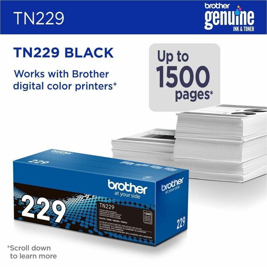 Brother Original Standard Yield Black Laser Toner Cartridge, 1 Each, 1500 Pages