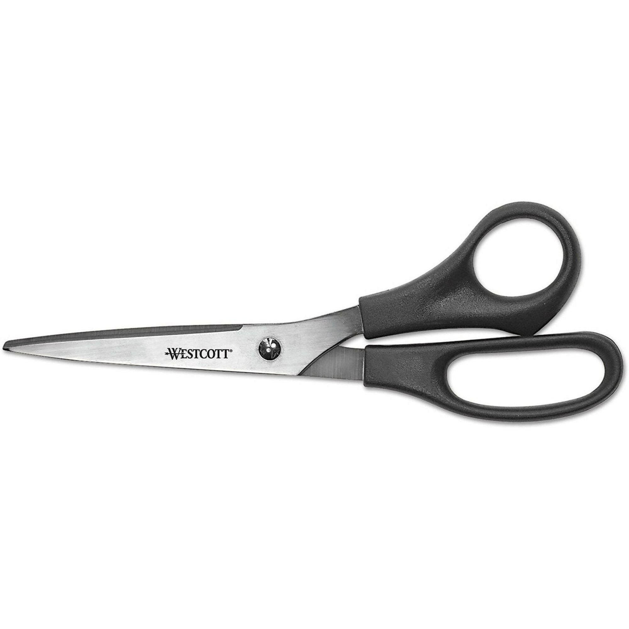 3.50" Cutting Length - 8" Overall Length - Straight-left/right - Stainless Steel - Pointed Tip - Black, Stainless Steel - 3 / Pack