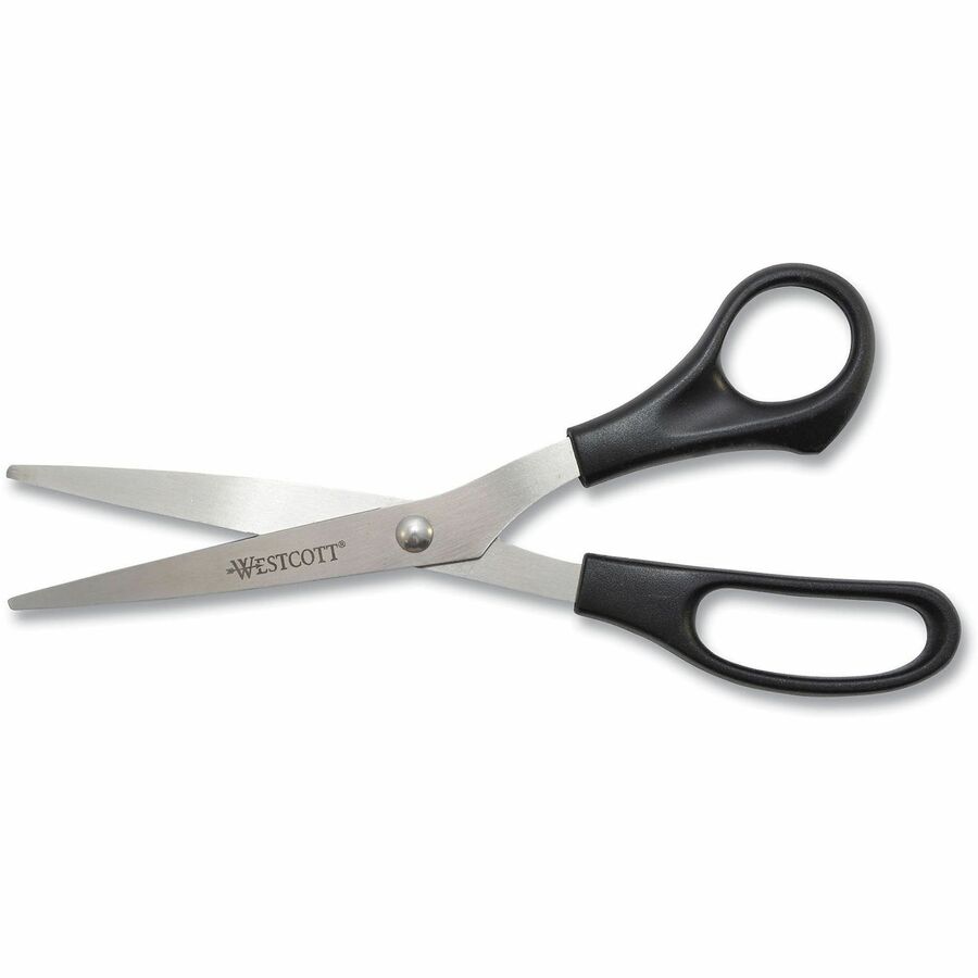 3.50" Cutting Length - 8" Overall Length - Straight-left/right - Stainless Steel - Pointed Tip - Black, Stainless Steel - 3 / Pack