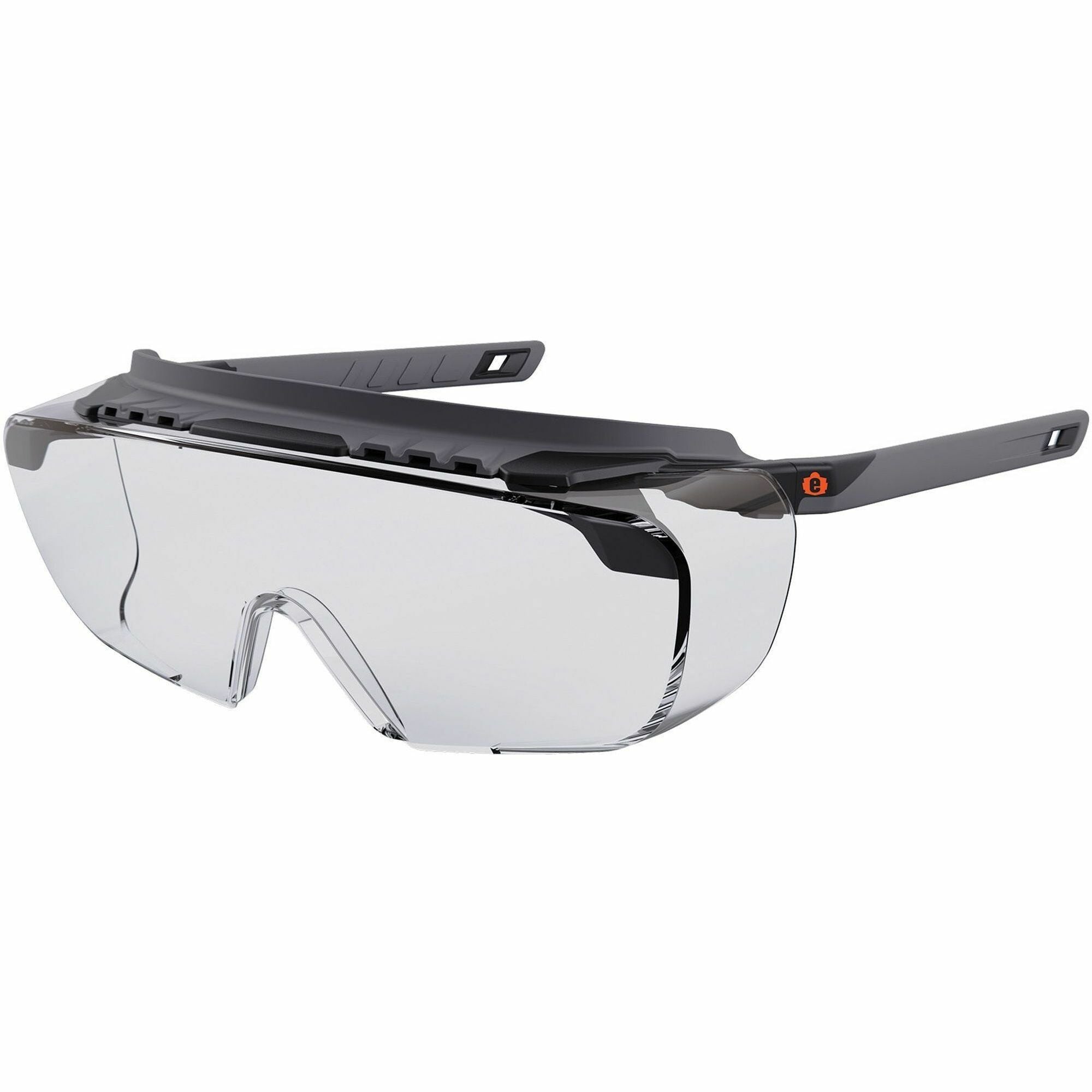 Ergodyne Skullerz OSMIN Safety Glasses, Clear Lens, Matte Black Frame, Impact Resistant, Over-the-Glasses (OTG), Non-slip, Nylon/Rubber, 1 Each